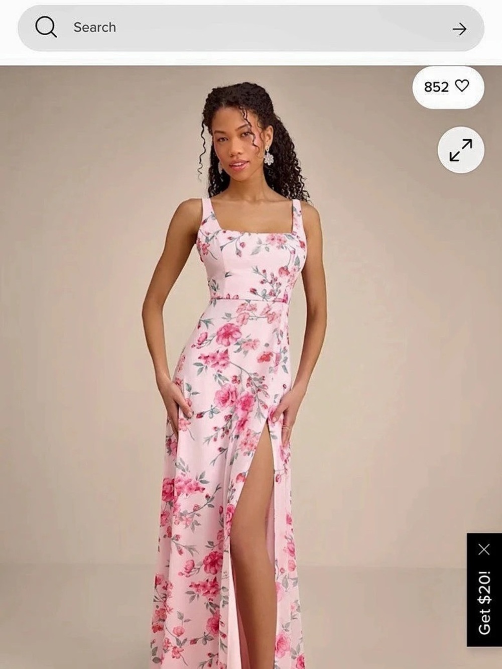 Lulus Love Me Forever Pink Floral Square Neck Maxi Dress